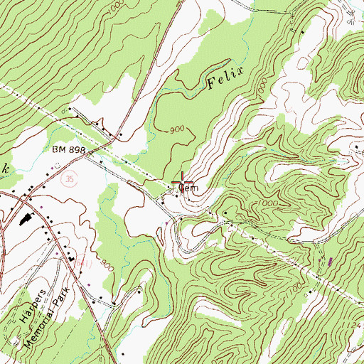 Topographic Map of Possumtown Cemetery, PA