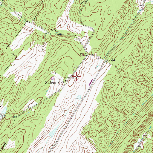 Topographic Map of Salem Cemetery, PA