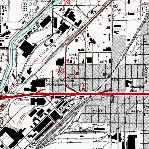 Topographic Map of Elyria School (historical), CO