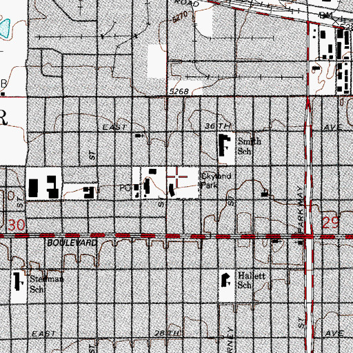 Topographic Map of Skyland Park, CO