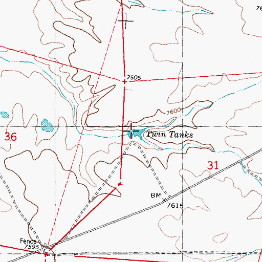 Topographic Map of Twin Tanks, NM