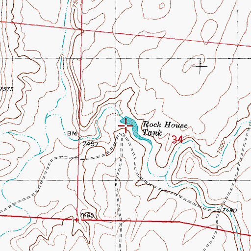 Topographic Map of Rock House Tank, NM