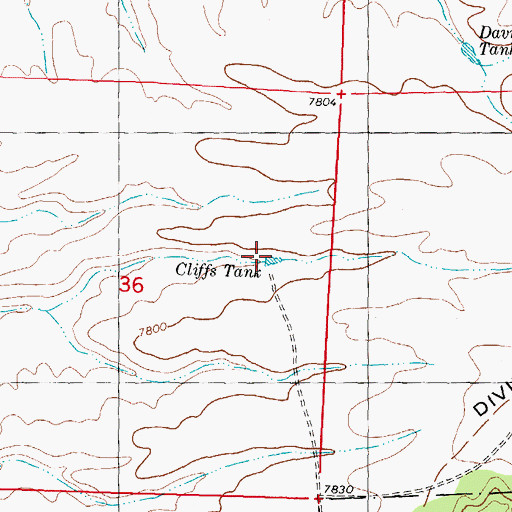 Topographic Map of Cliffs Tank, NM