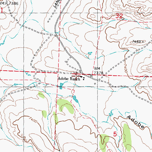 Topographic Map of Adobe Ranch, NM