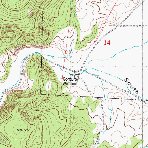 Topographic Map of Corduroy Windmill, NM