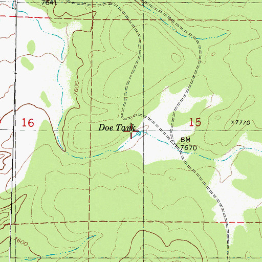 Topographic Map of Doe Tank, NM