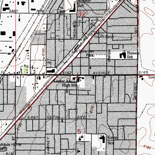 Topographic Map of Derby School (historical), CO