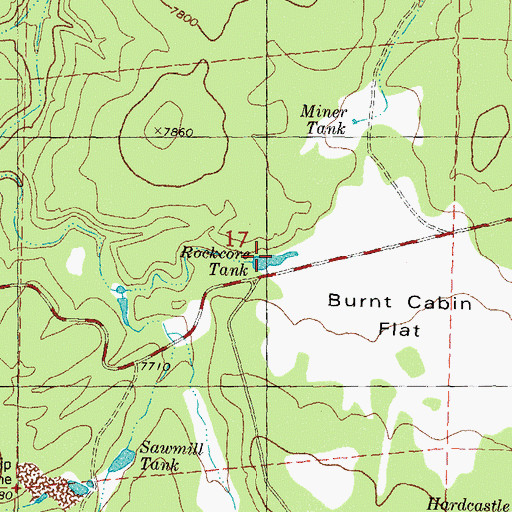 Topographic Map of Rockcore Tank, NM