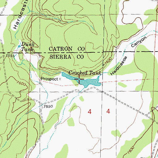 Topographic Map of Crooked Tank, NM