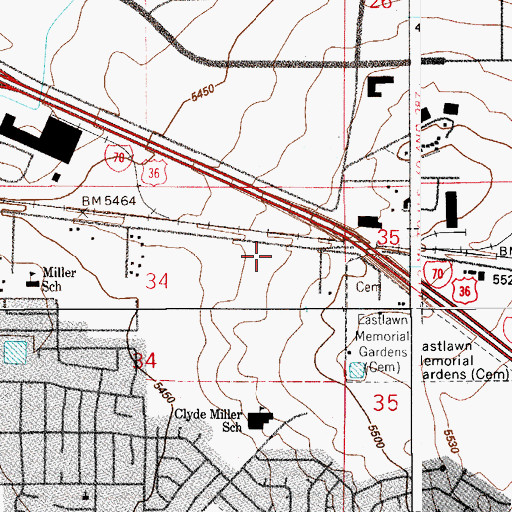 Topographic Map of Olinger Eastlawn Cemetery, CO