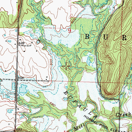 Topographic Map of Evans Cemetery (historical), OK