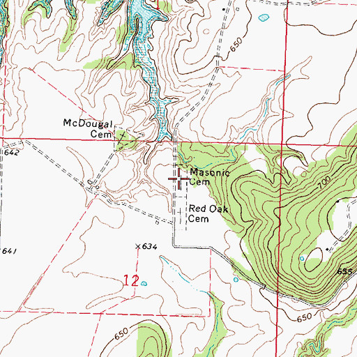 Topographic Map of Masonic Cemetery, OK