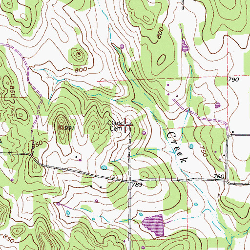 Topographic Map of Clark County Cemetery, TX