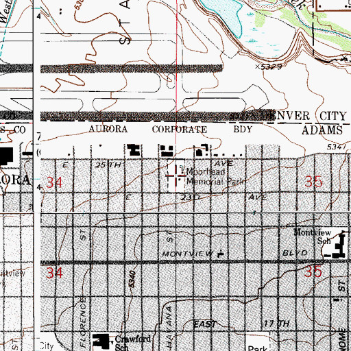 Topographic Map of Moorhead Park, CO