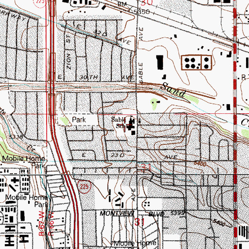 Topographic Map of Sable Elementary School, CO