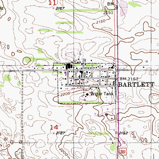Topographic Map of Bartlett Post Office, NE
