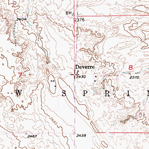 Topographic Map of Deverre Post Office (historical), NE