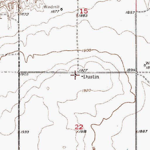 Topographic Map of Dustin Public School, NE