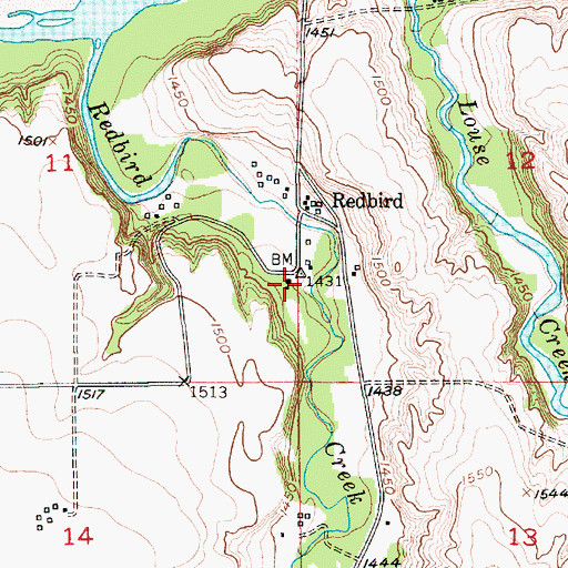Topographic Map of Redbird Public School, NE