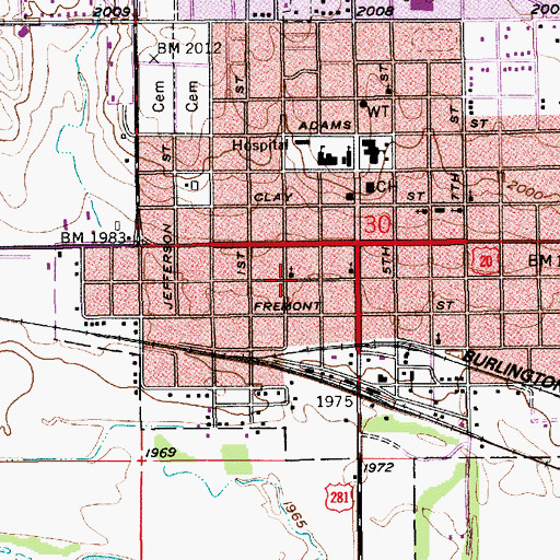 Topographic Map of First Presbyterian Church, NE