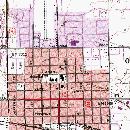 Topographic Map of First Christian Church, NE