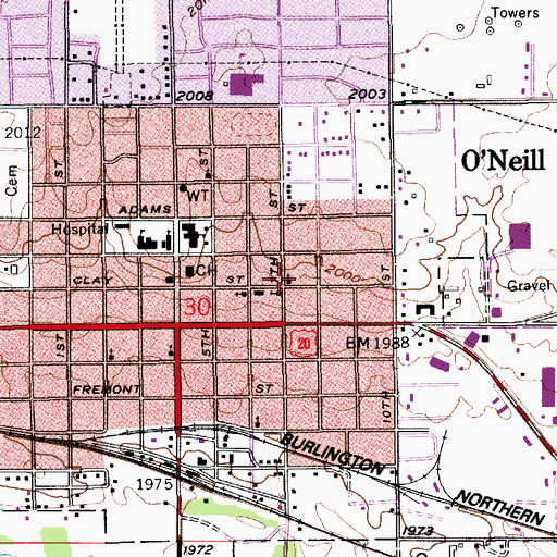 Topographic Map of Assembly of God Church, NE