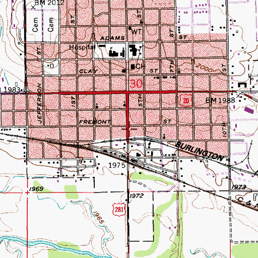 Topographic Map of O'Neill Volunteer Fire Department, NE