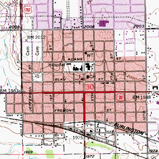 Topographic Map of Oneill Post Office, NE