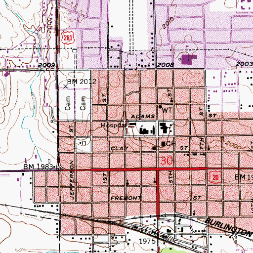 Topographic Map of Avera Saint Anthonys Hospital, NE