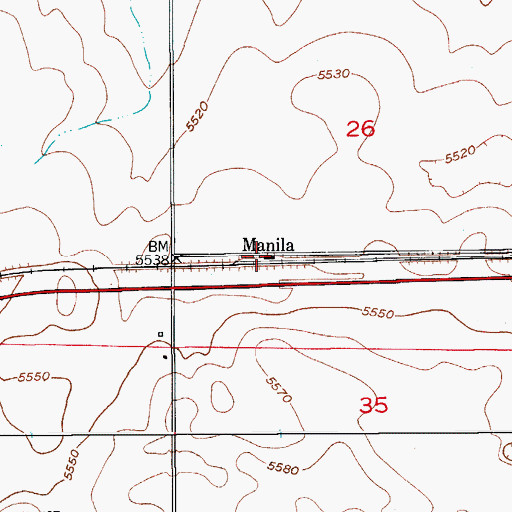 Topographic Map of Manila, CO