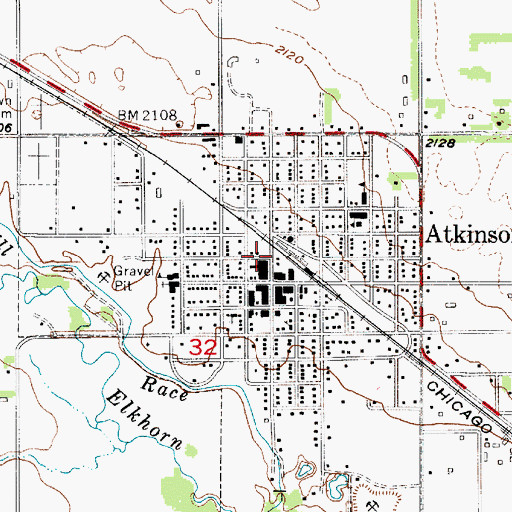 Topographic Map of Atkinson Post Office, NE