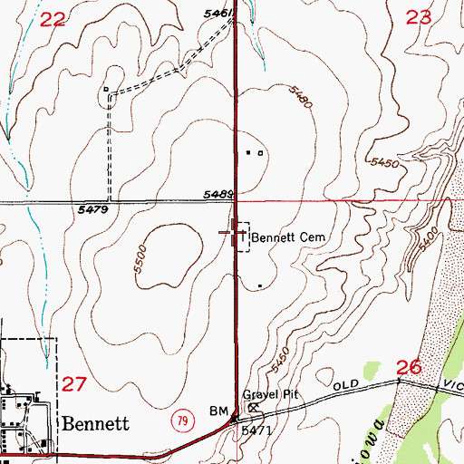 Topographic Map of Mount View Cemetery, CO