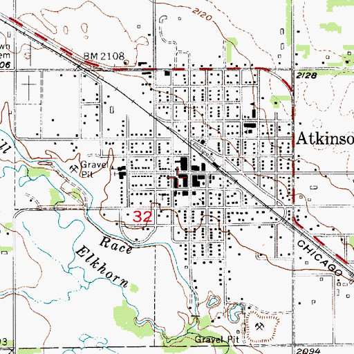 Topographic Map of Atkinson Township Library, NE