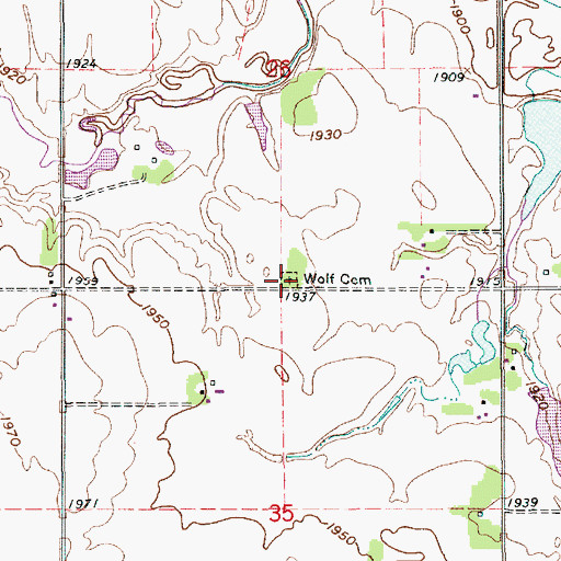 Topographic Map of Wolf Cemetery, NE