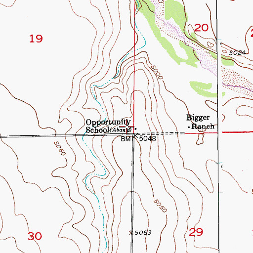 Topographic Map of Opportunity School (historical), CO