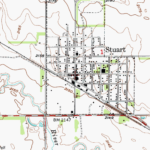 Topographic Map of Stuart Post Office, NE