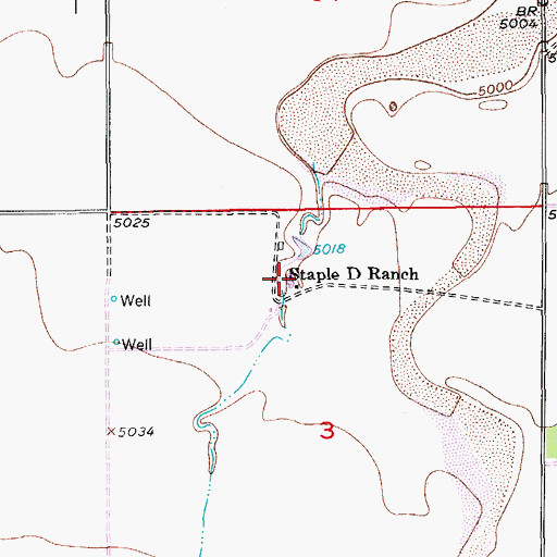 Topographic Map of Staple D Ranch, CO