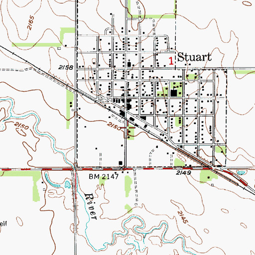 Topographic Map of Stuart, NE