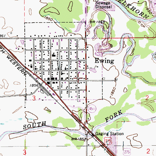 Topographic Map of Ewing Volunteer Fire and Rescue, NE