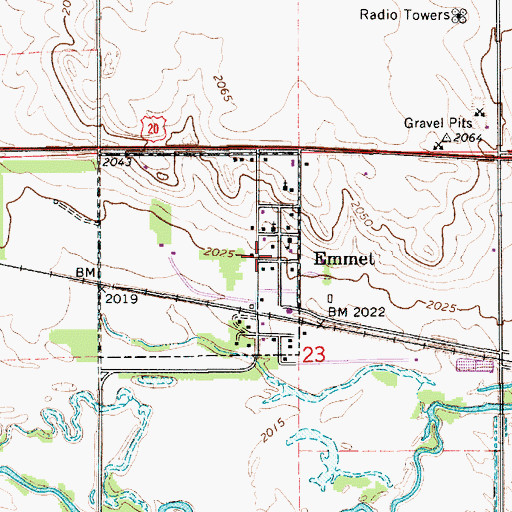 Topographic Map of Emmet Post Office, NE