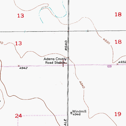 Topographic Map of Adams County Road Station, CO