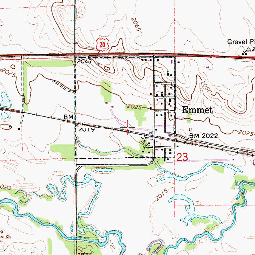 Topographic Map of Emmet, NE