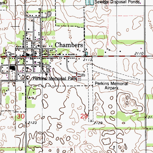 Topographic Map of Perkins Memorial Park, NE