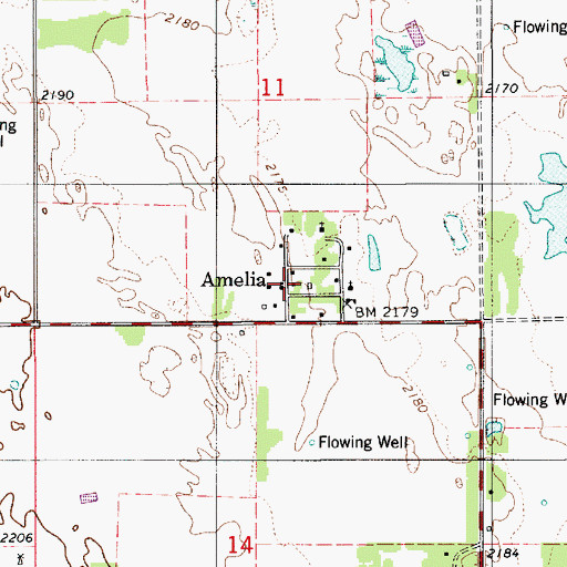 Topographic Map of Amelia Post Office - CPO, NE