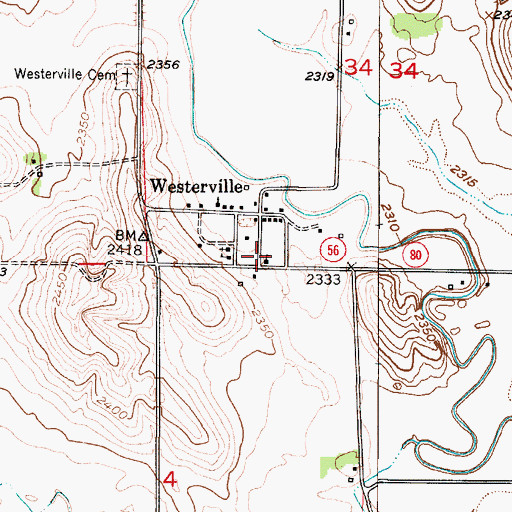 Topographic Map of Westerville School (historical), NE