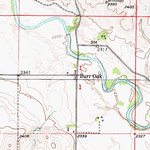 Topographic Map of Burroak Post Office (historical), NE
