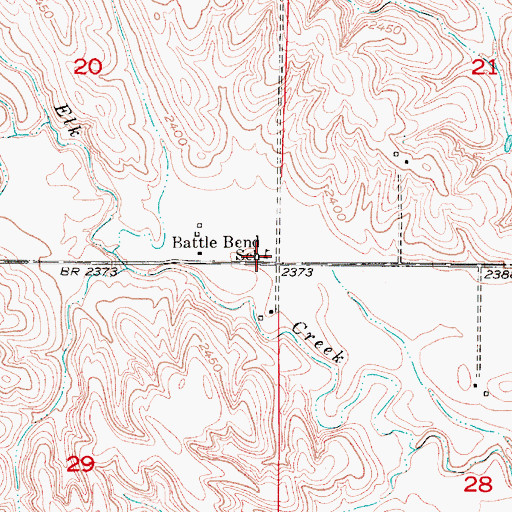 Topographic Map of Battle Bend Post Office (historical), NE