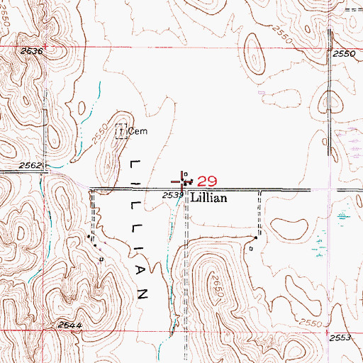 Topographic Map of Lillian Church of Christ, NE