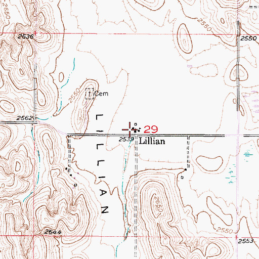 Topographic Map of Lillian Post Office (historical), NE