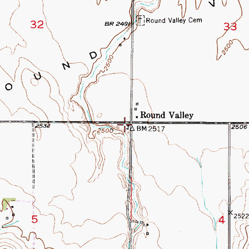 Topographic Map of Round Valley Public School, NE